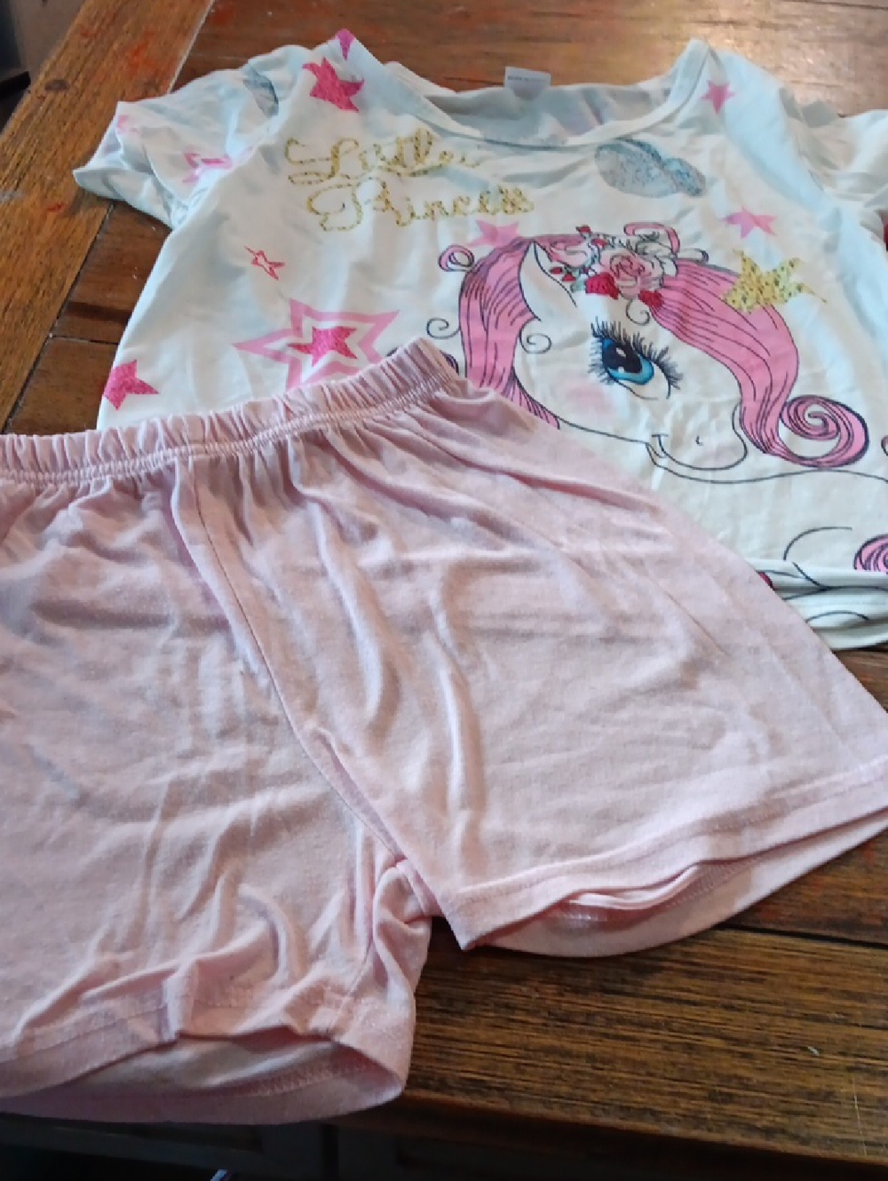 Girls White Unicorn Top with Pink Shorts Set